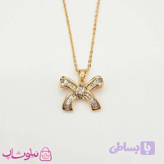 گردنبند دخترانه ژوپینگ مدل پاپیون نگیندار کد 499 — تصویر 1