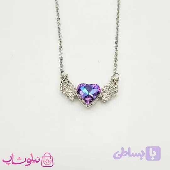 گردنبند زنانه استیل مدل قلب بالدار کد 1088