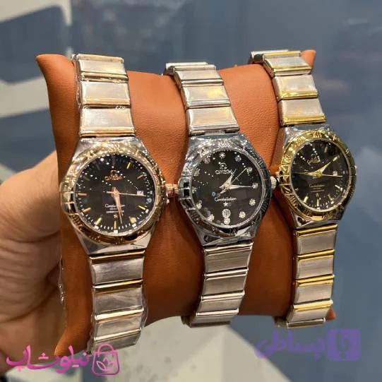 ساعت مچی امگا زنانه کانسلیشن صفحه مشکی + جعبه و بگ کد 1500