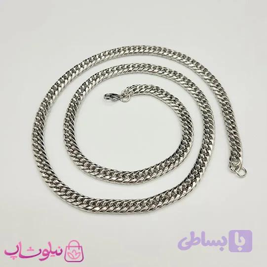 گردنبند مردانه مدل کارتیه استیل نقره ای طول 60 سانت عرض 6 میل کد 3391 — تصویر 1