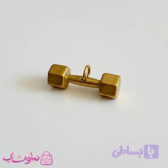 گردنبند دمبل ورزشی مدل طلایی استیل (اندازه پلاک متوسط) کد 200 — تصویر 1