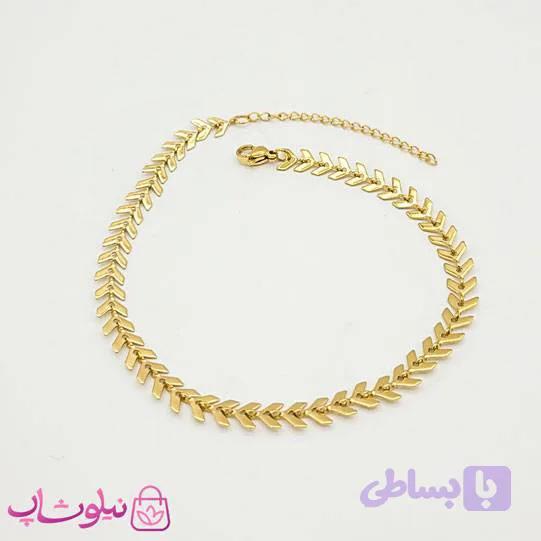 پابند زنانه استیل مدل گندم طلایی کد 351 — تصویر 1