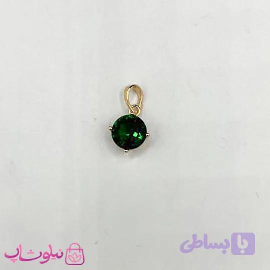 آویز گردنبند زنانه ژوپینگ طرح تک نگین یشم 9 میل کد 1291