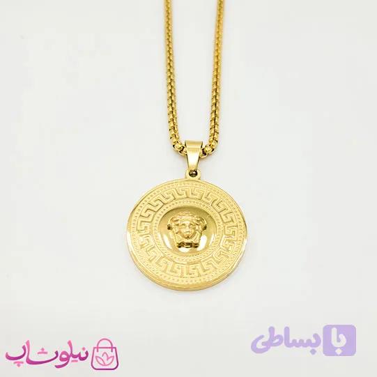 گردنبند مردانه مدل ورساچه سر شیر طلایی کد 1488 — تصویر 1