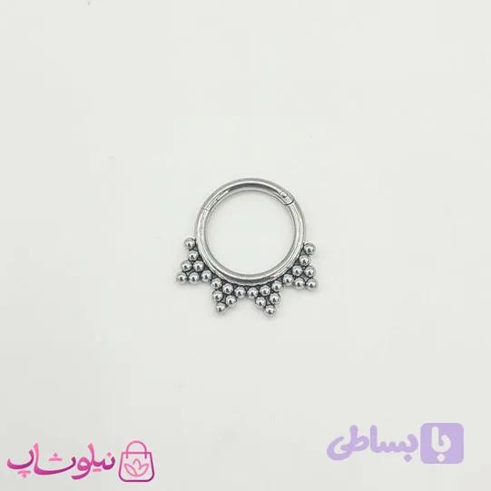 پیرسینگ بینی یا گوش دخترانه طرحدار نقره ای