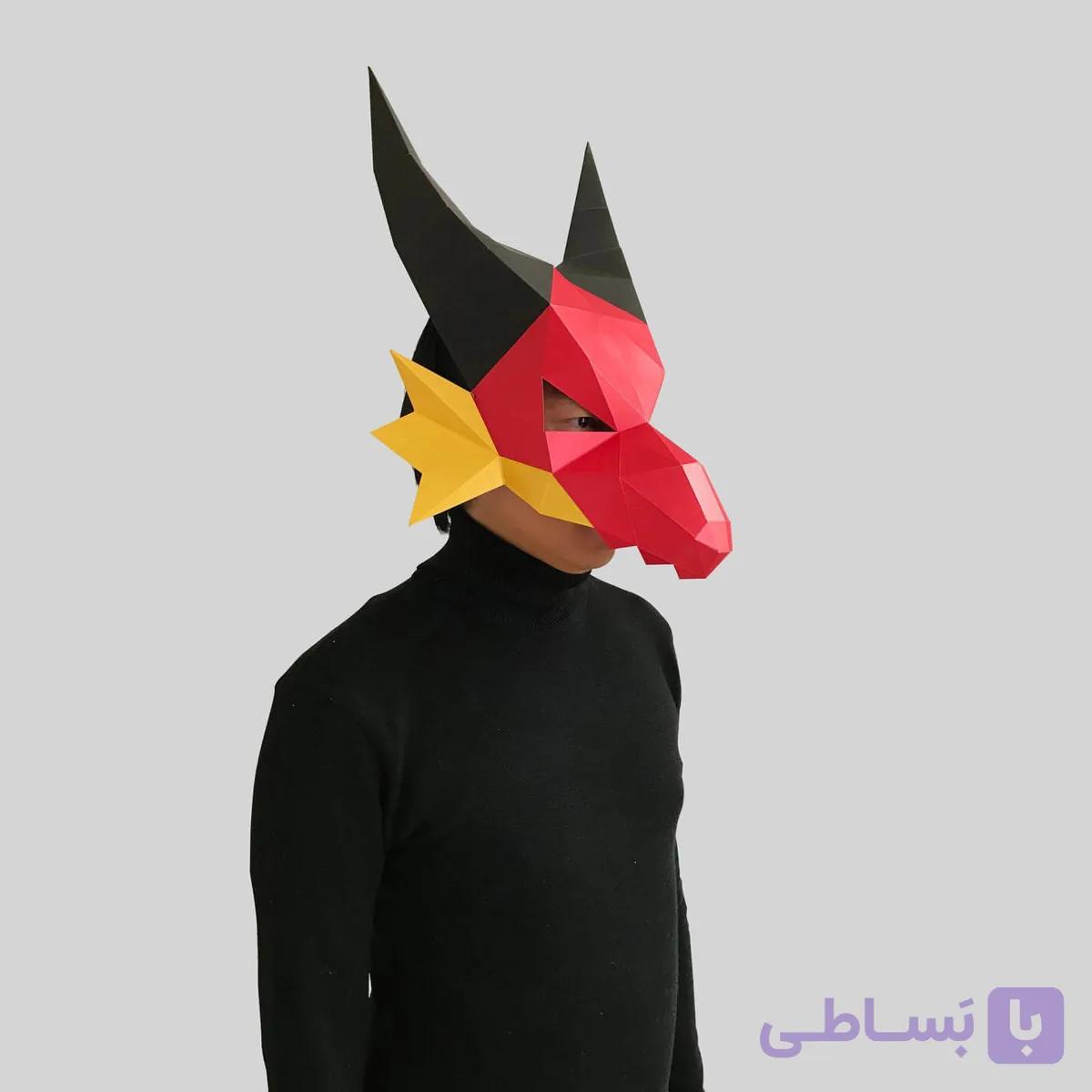 ماسک نیم صورت اوریگامی اژدها — تصویر 1