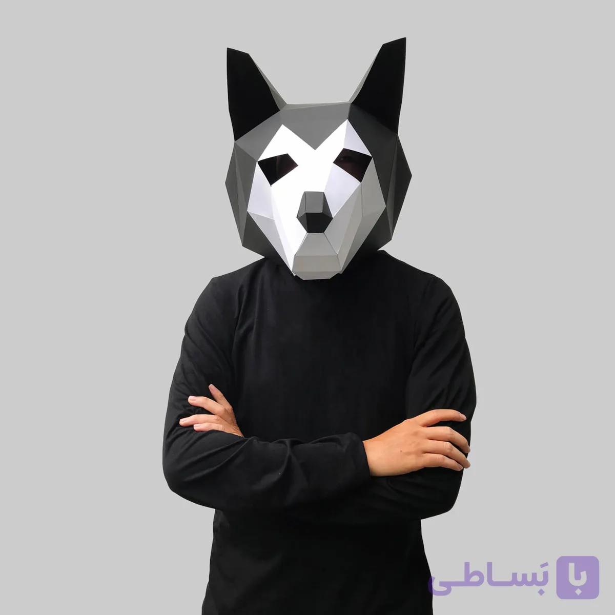 ماسک صورت اوریگامی مدل سگ هاسکی — تصویر 1