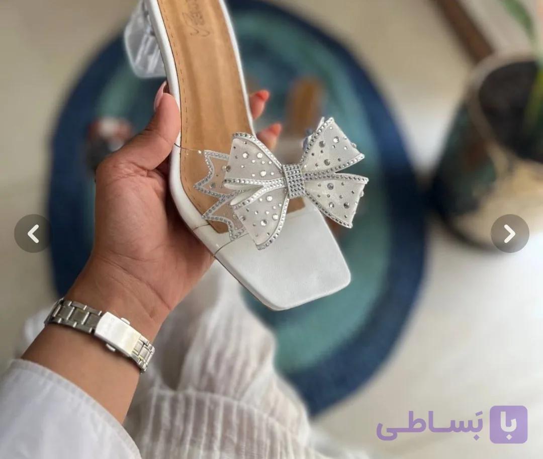 صندل زنانه طلقی مدل Crystal Heel پاشنه ۵ سانتی
