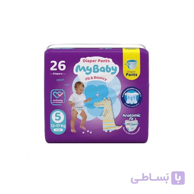 پوشک مای بیبی شورتی سایز 5 بسته 26 عددی — تصویر 1