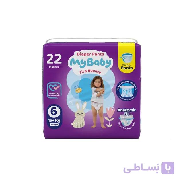 پوشک مای بیبی شورتی سایز 6 بسته 22 عددی — تصویر 1