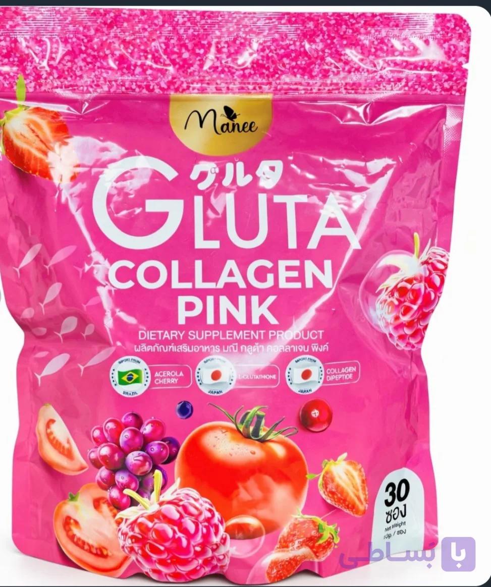 پودر نوشیدنی سفید کننده قوی و جوانساز گلوتاتیون و کلاژنManee Gluta Collagen Pink اورجینال حاوی ۳5ساشه ۱۰گرمی