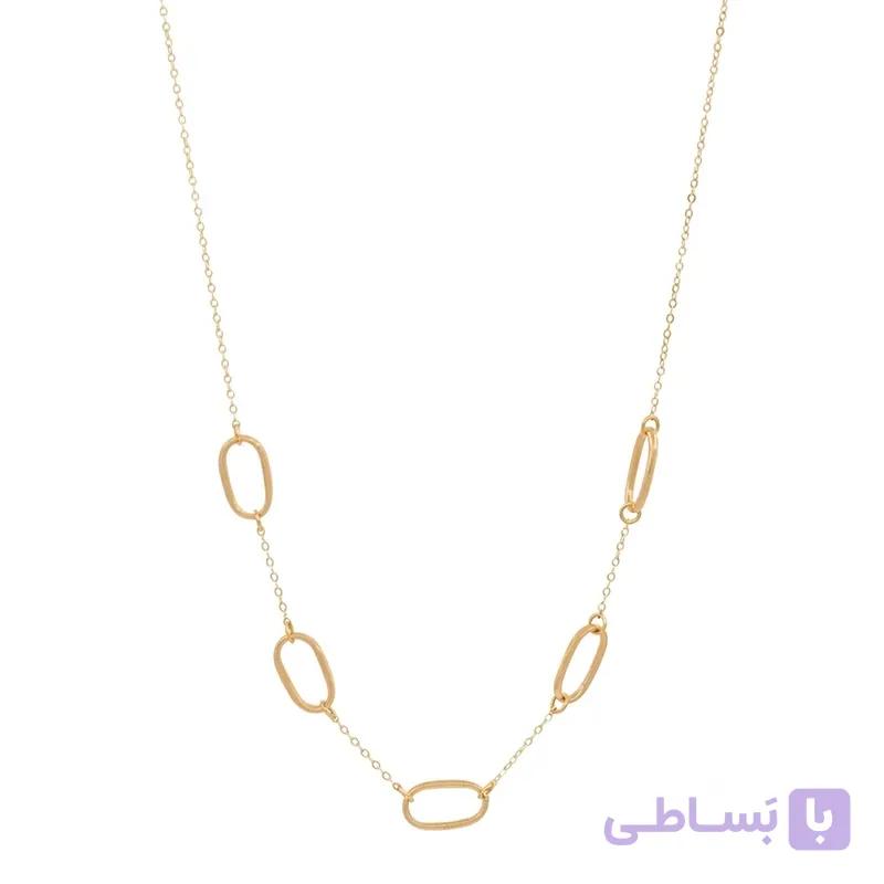 گردنبند طلا زنانه با زنجیر حلقه‌ای فلامینگو مدل حلقه ای wn1417 — تصویر 1