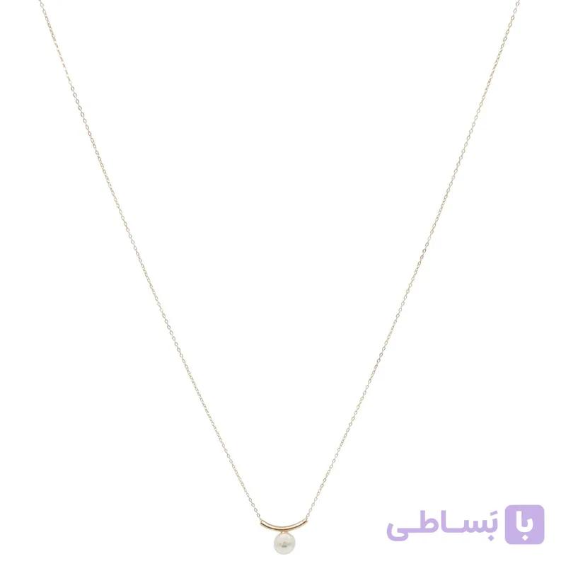 گردنبند طلا زنانه با زنجیر حلقه‌ای فلامینگو مدل مروارید wn1399 — تصویر 1