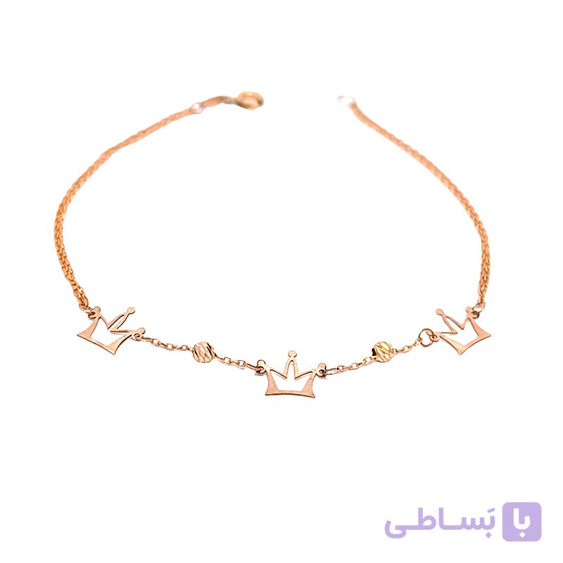 دستبند طلا زنانه لیزری تاج wb1393 — تصویر 1