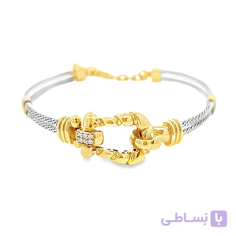 دستبند طلا زنانه فردی دولاین دورنگ wb1388 — تصویر 1