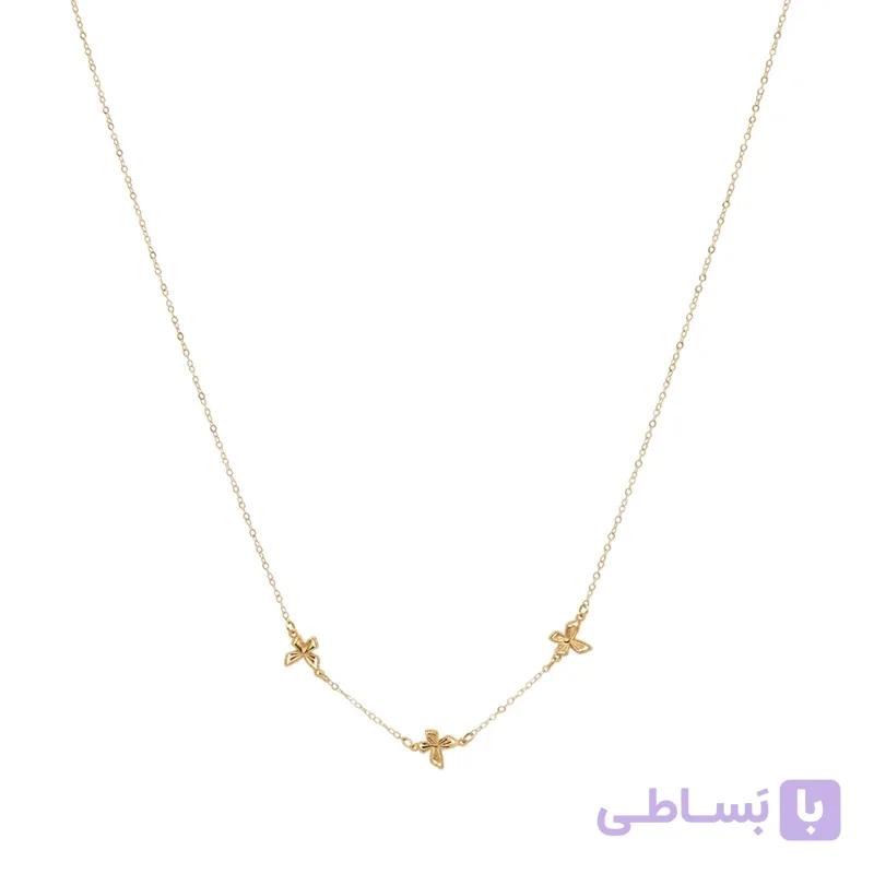 گردنبند طلا زنانه با زنجیر حلقه‌ای فلامینگو مدل پروانه تراش wn1403