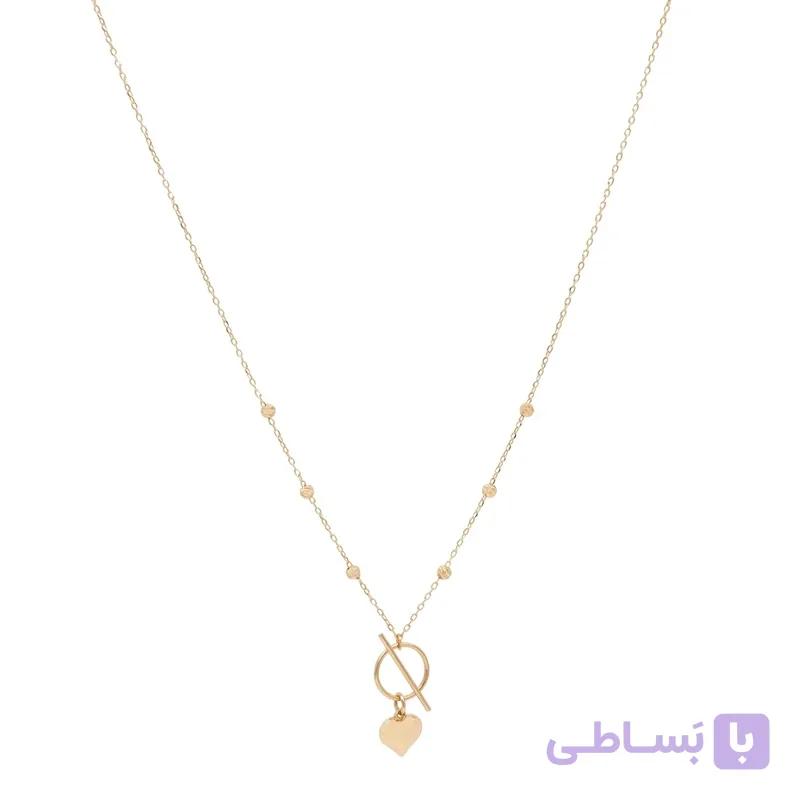 گردنبند طلا زنانه با زنجیر حلقه‌ای فلامینگو مدل دو قلب wn1412 — تصویر 1