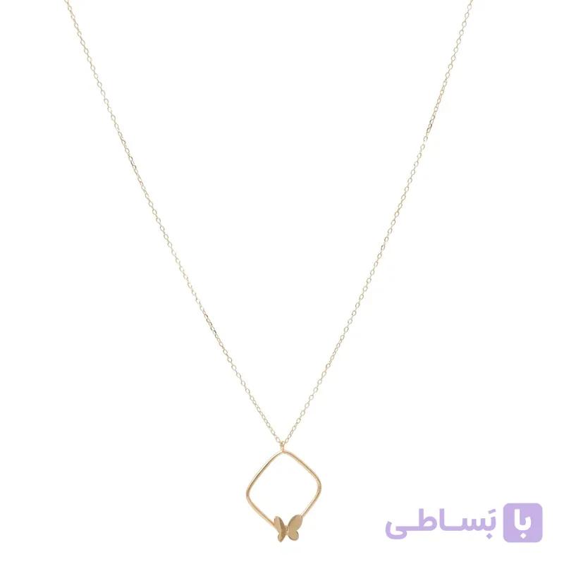 گردنبند طلا زنانه با زنجیر حلقه‌ای فلامینگو مدل پروانه wn1400 — تصویر 1