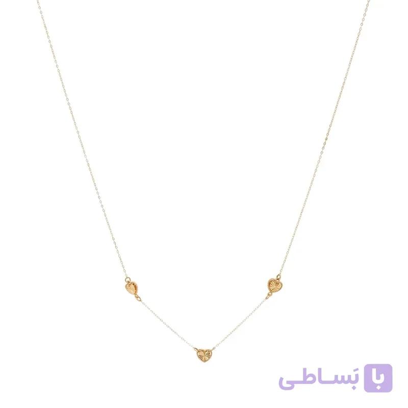 گردنبند طلا زنانه با زنجیر حلقه‌ای فلامینگو مدل قلب تراش wn1398