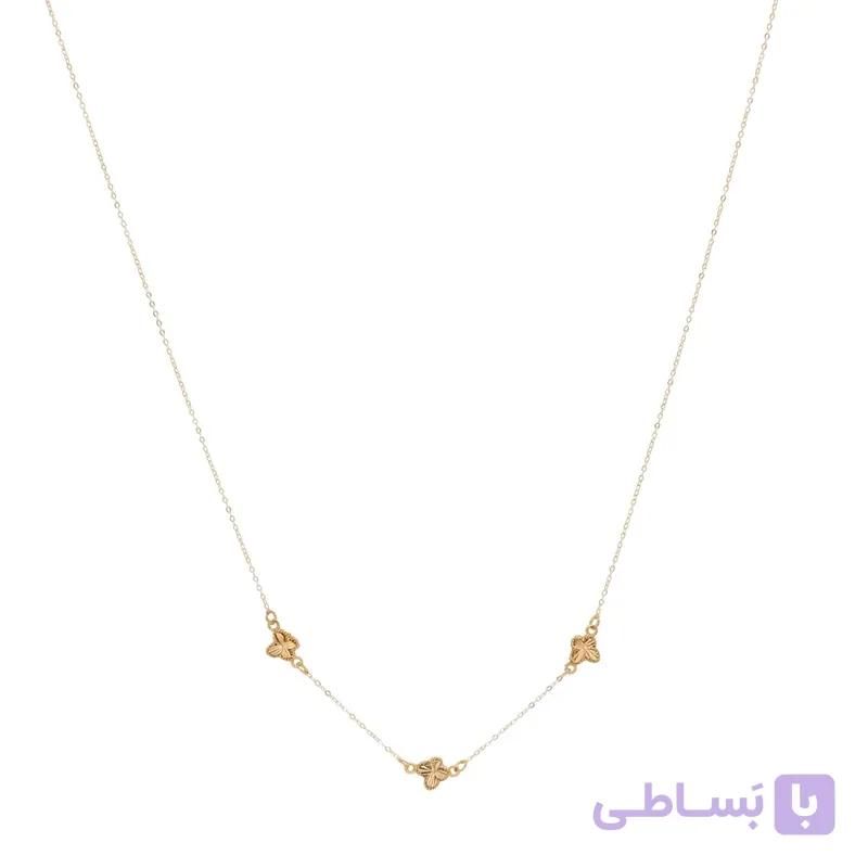 گردنبند طلا زنانه با زنجیر حلقه‌ای فلامینگو مدل پروانه تراش wn1415