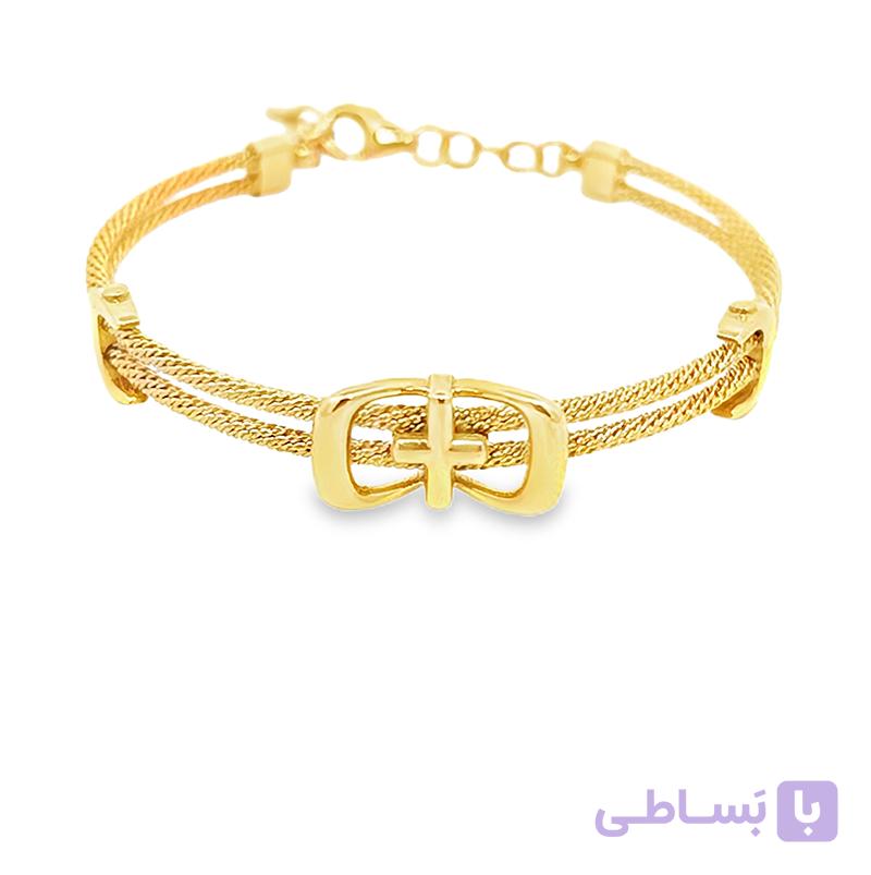 دستبند طلا زنانه لاکت دو لاین wb1390 — تصویر 1