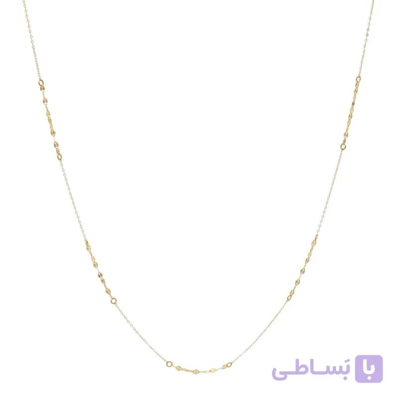 گردنبند طلا زنانه با زنجیر حلقه‌ای فلامینگو مدل پولکی wn1410 — تصویر 1