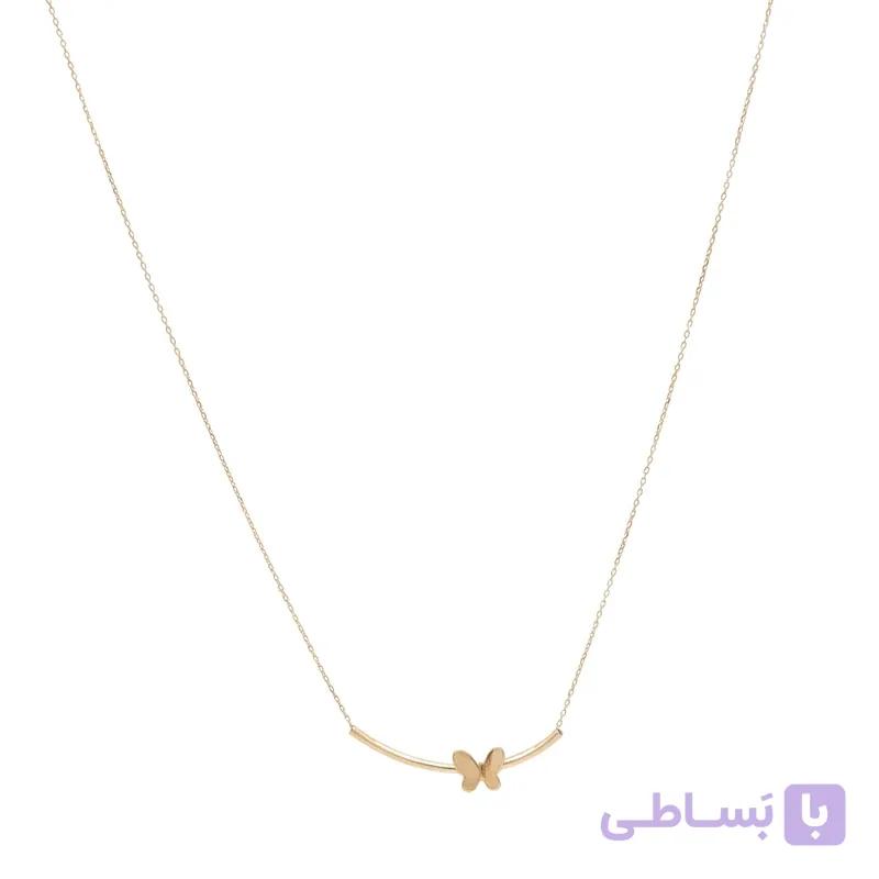 گردنبند طلا زنانه با زنجیر حلقه‌ای فلامینگو مدل پروانه wn1404 — تصویر 1