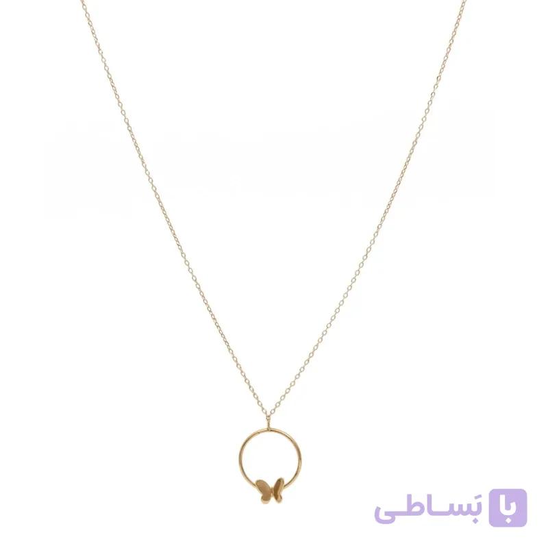 گردنبند طلا زنانه با زنجیر حلقه‌ای فلامینگو مدل پروانه wn1407 — تصویر 1