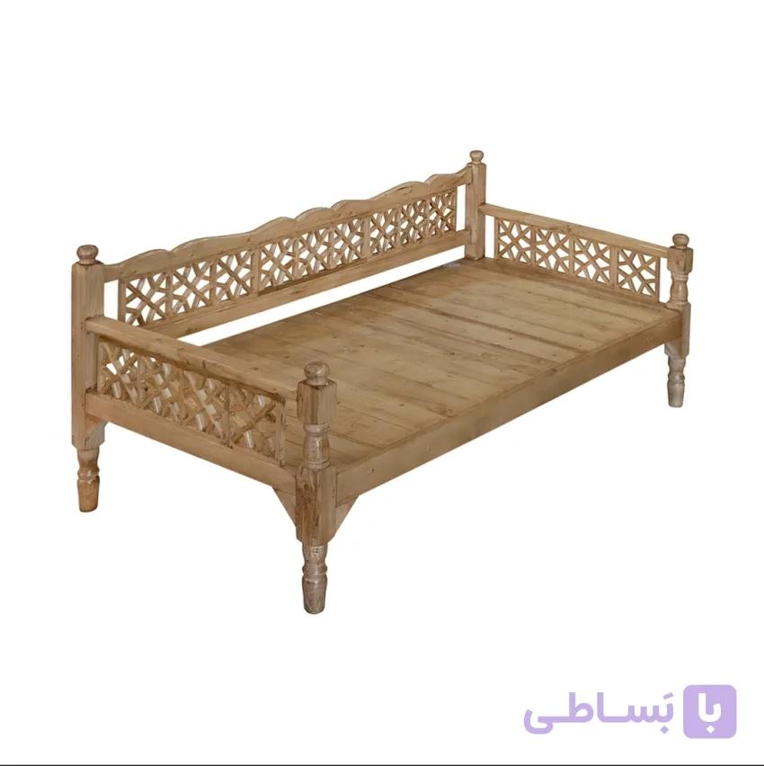 تخت سنتی طرح گره چین رنگ کرم چوب روسی — تصویر 1