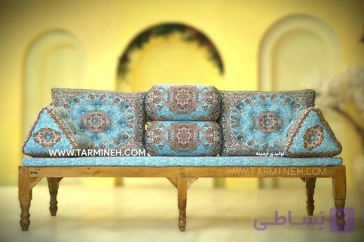 ست 7 تکه پشتی سنتی ترمه طرح شقایق طوسی برند آرمینه — تصویر 1