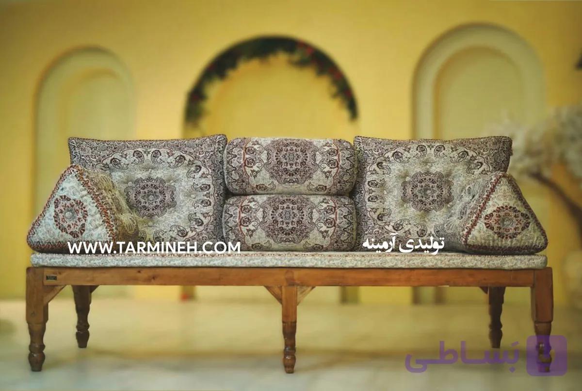 ست 7 تکه پشتی سنتی ترمه طرح شقایق کرم برند آرمینه — تصویر 1