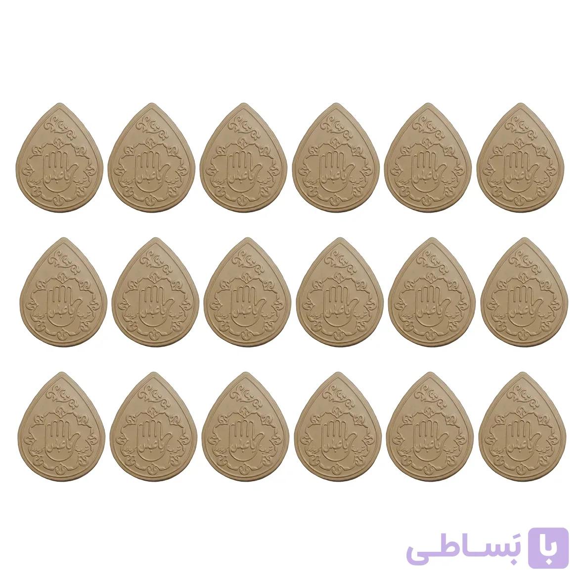مهر نماز تربت کربلا مدل اشک طرح یا عباس علیه السلام بسته 18تایی — تصویر 1