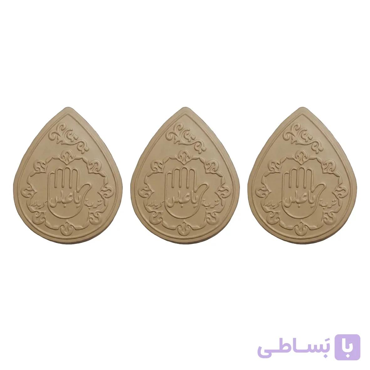 مهر نماز تربت کربلا مدل اشک طرح یا عباس علیه السلام بسته 3 تایی — تصویر 1