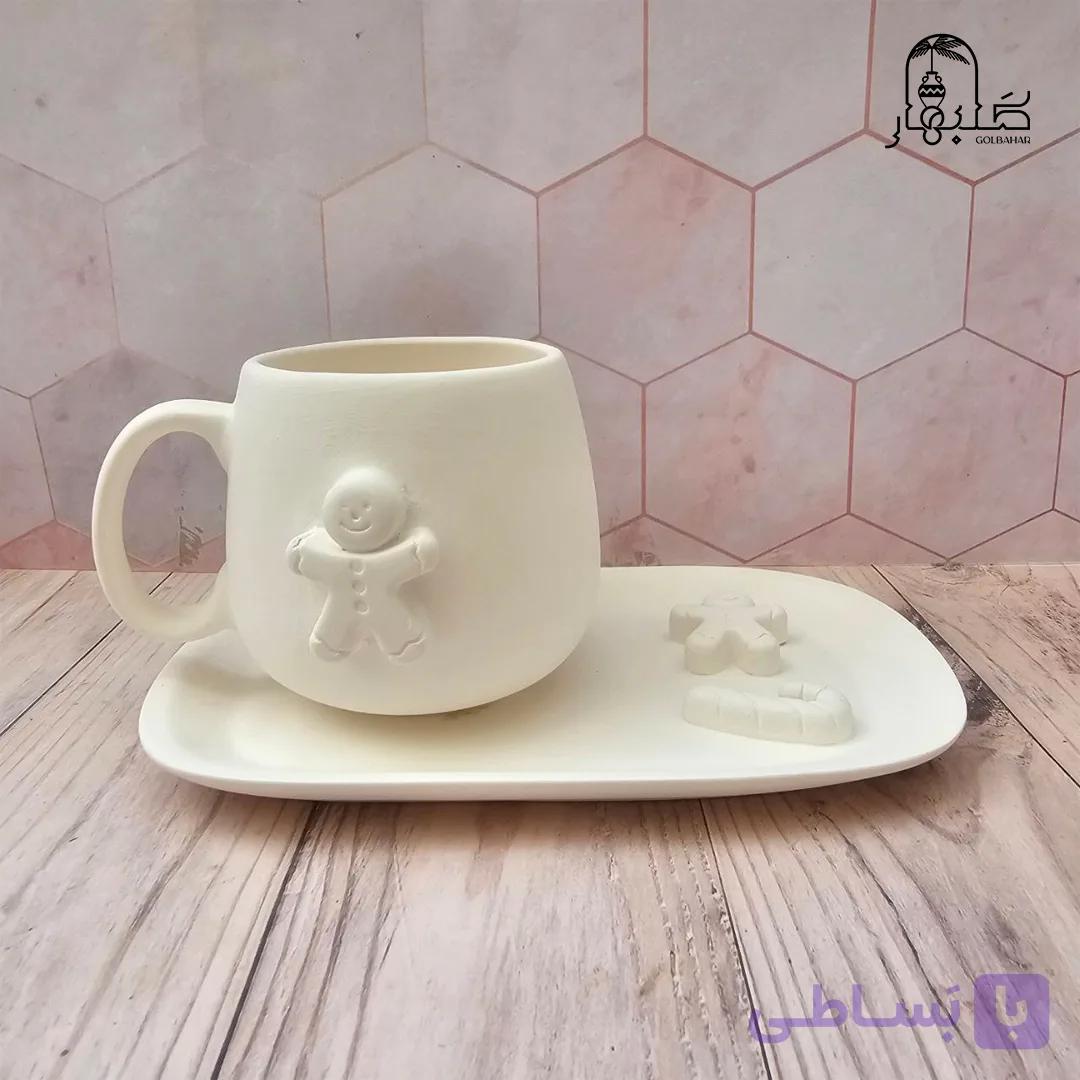 لیوان و زیرلیوانی کریسمس سرامیک خام — تصویر 1