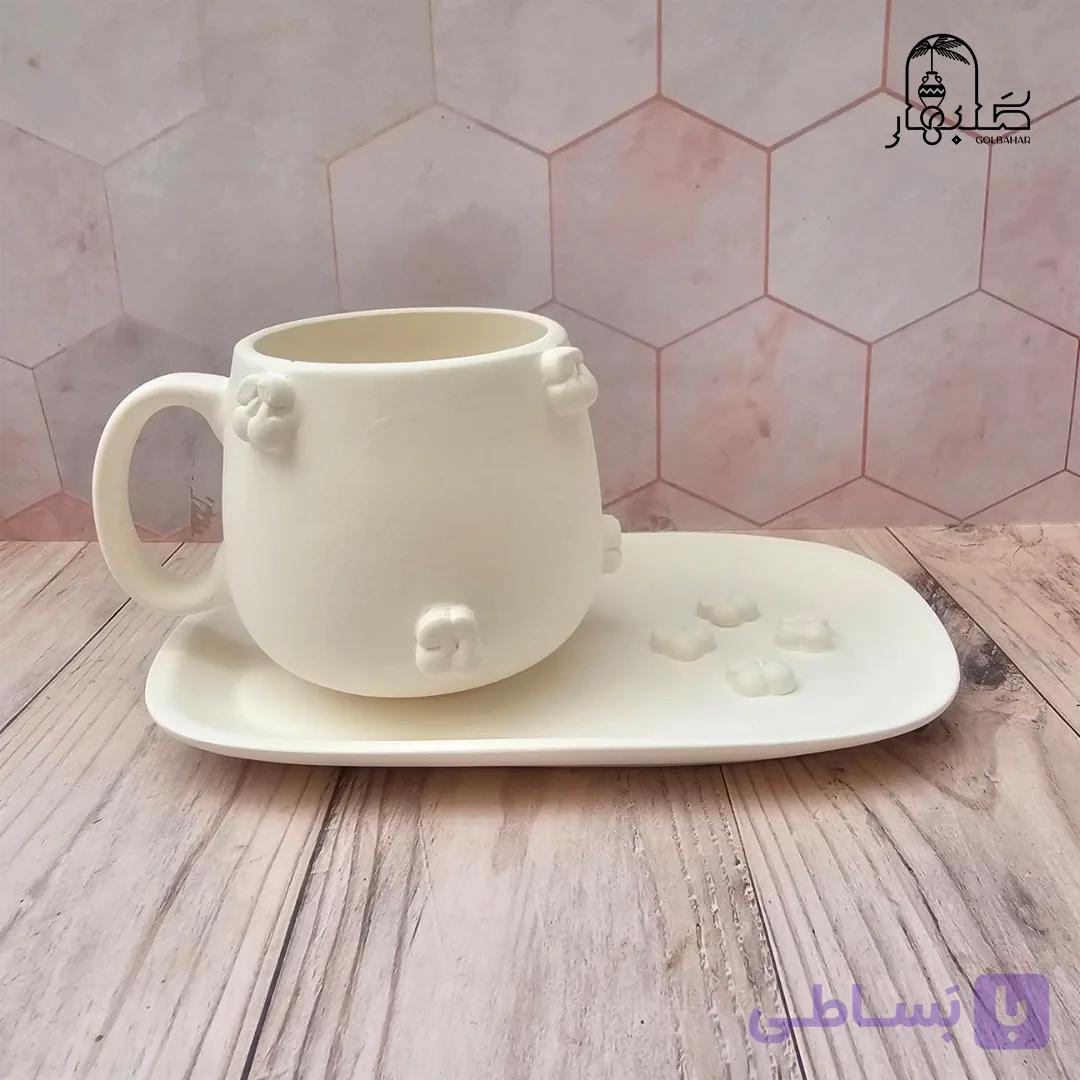 لیوان و زیرلیوانی آلبالو سرامیک خام — تصویر 1