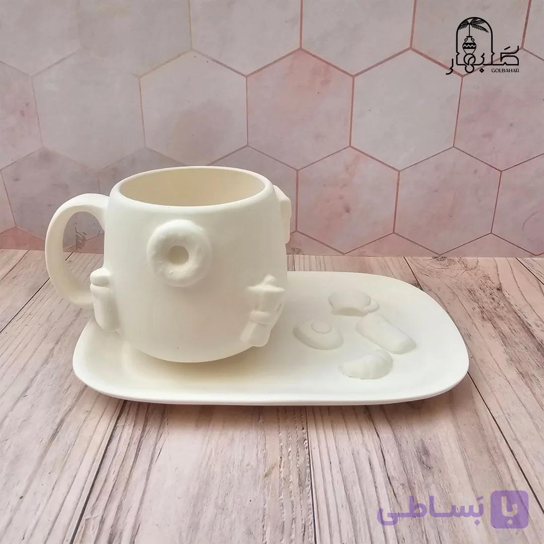 لیوان و زیرلیوانی صبحانه سرامیک خام — تصویر 1