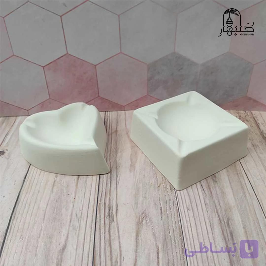 زیرسیگاری طرح مربع و قلبی سرامیک خام
