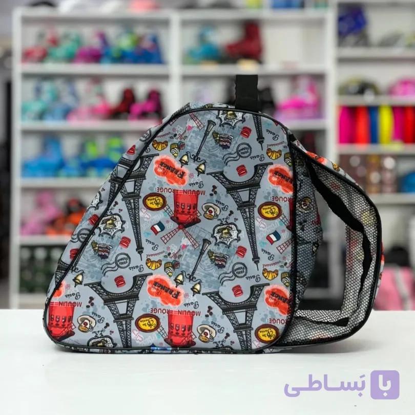 کیف و ساک حمل اسکیت بچگانه بزرگسال پسرانه طوسی مشکی طرح پاریس