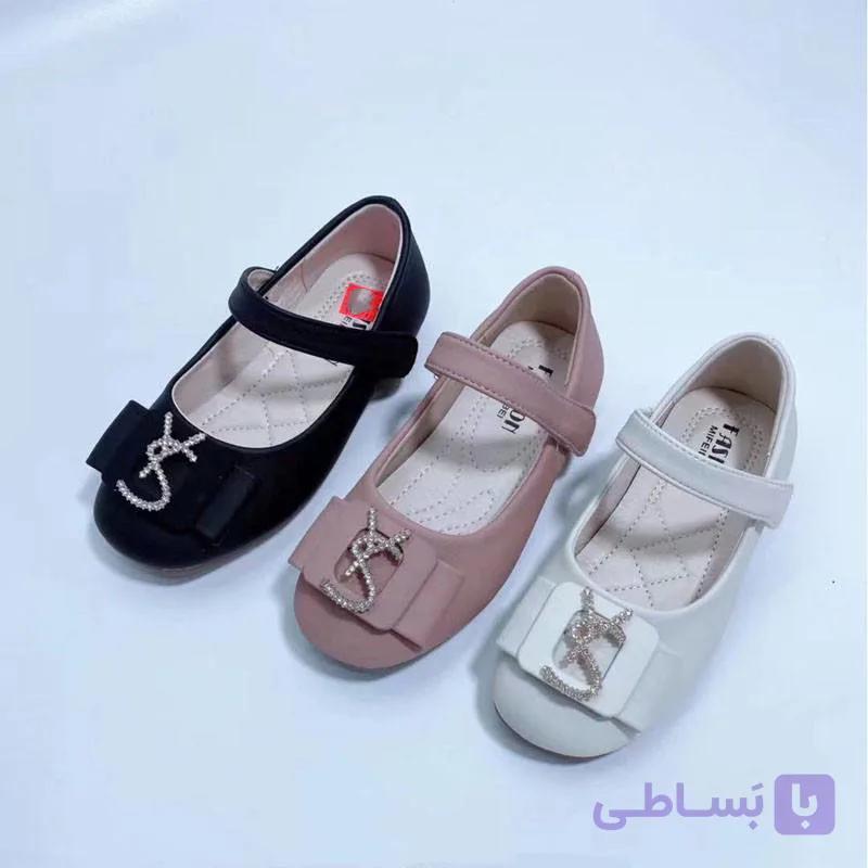 کفش دخترانه مجلسی عروسکی طرح نگین دار — تصویر 1