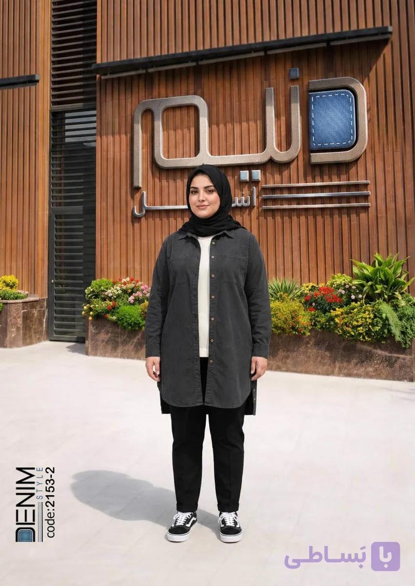 شومیز مانتویی سایز بزرگ زنانه یاس — تصویر 1