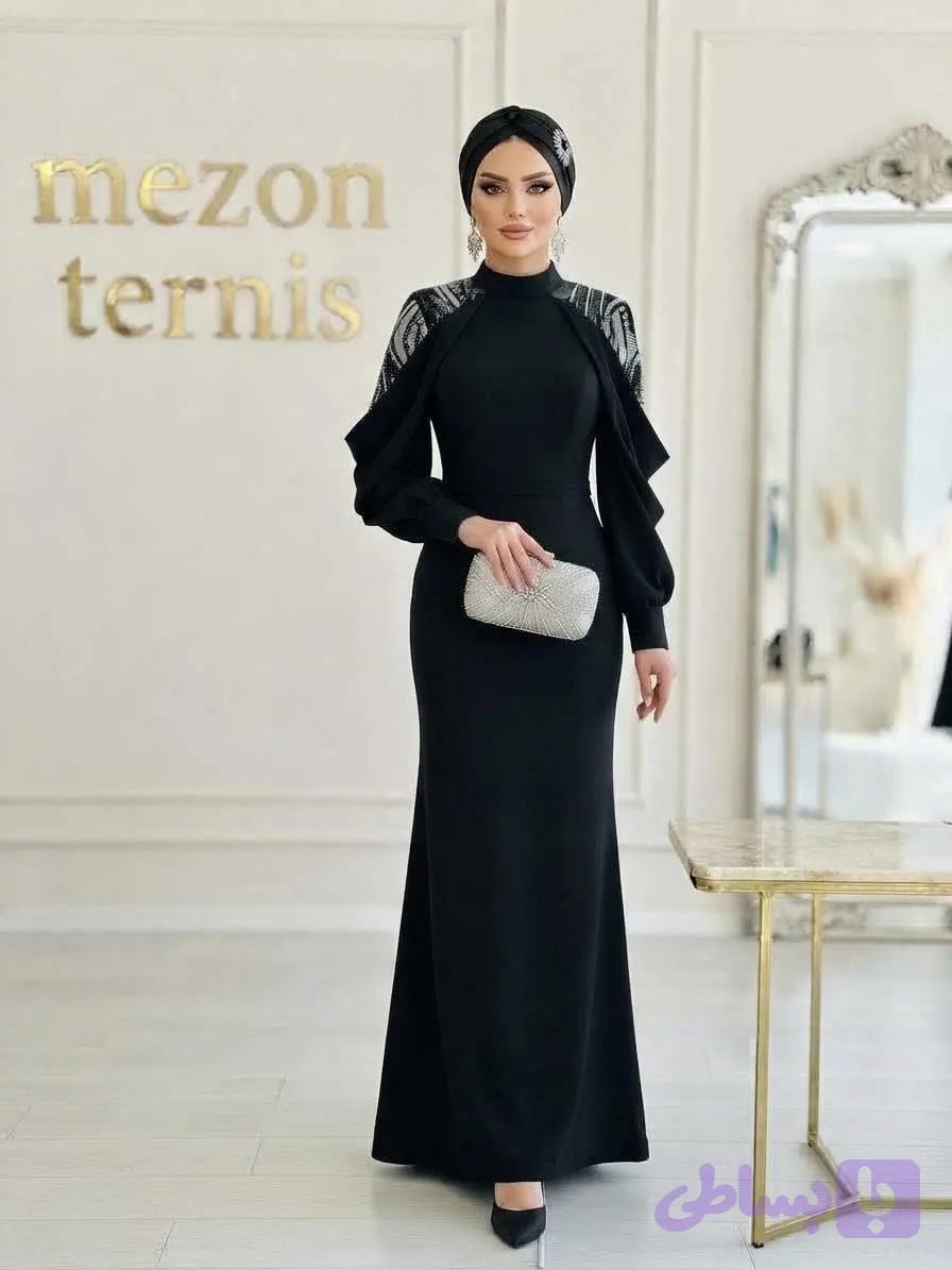 ماکسی مجلسی مشکی زنانه ترنیس _ کد ۴۳۵