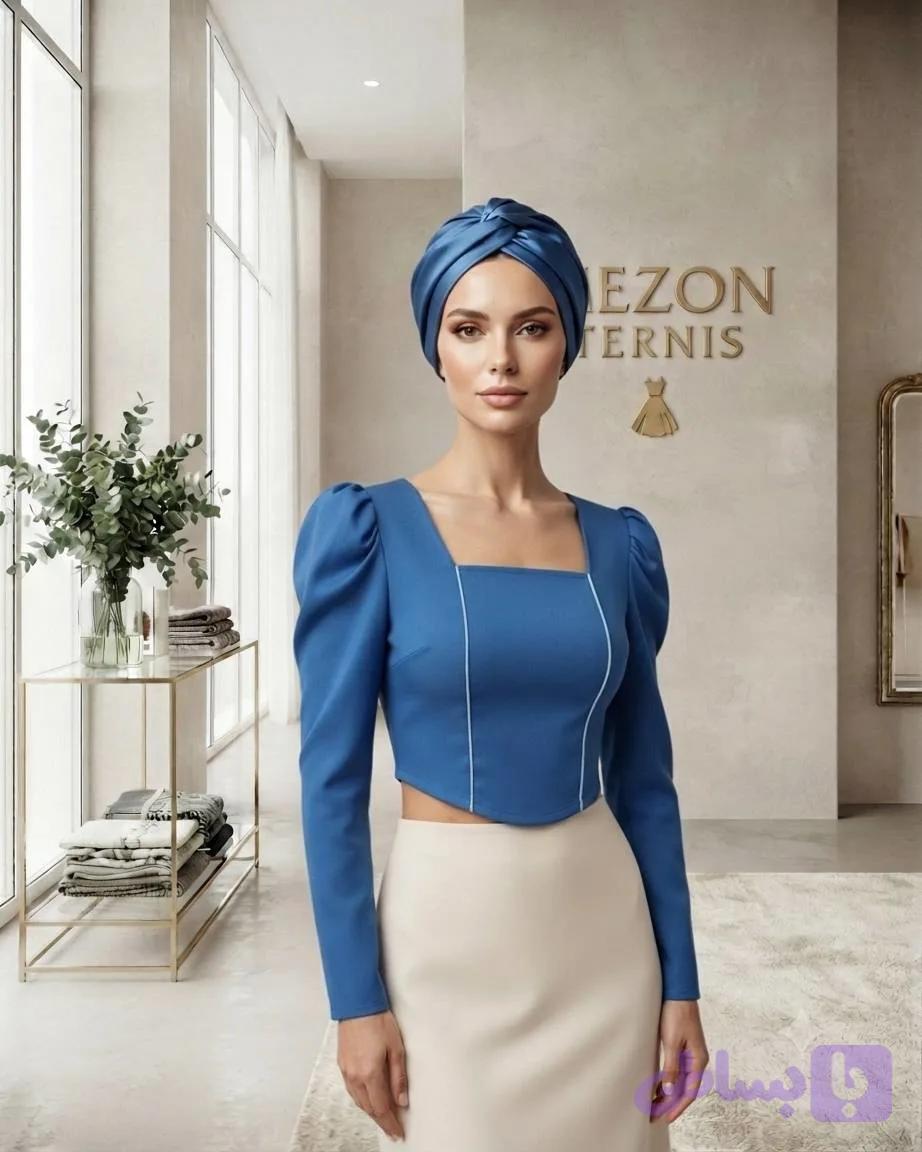 کراپ دخترانه آستین پفی یقه چهارگوش _ کد ۴۳۸
