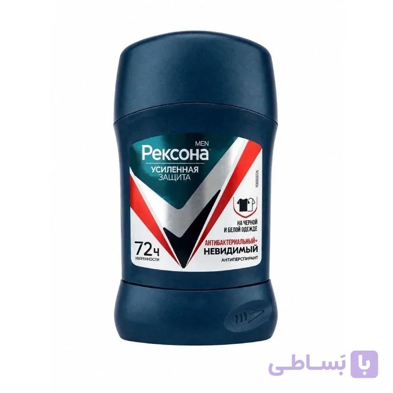استیک ضد تعریق مردانه آنتی باکتریال رکسونا Rexona مدل Invisible On Black And White حجم 50 میل