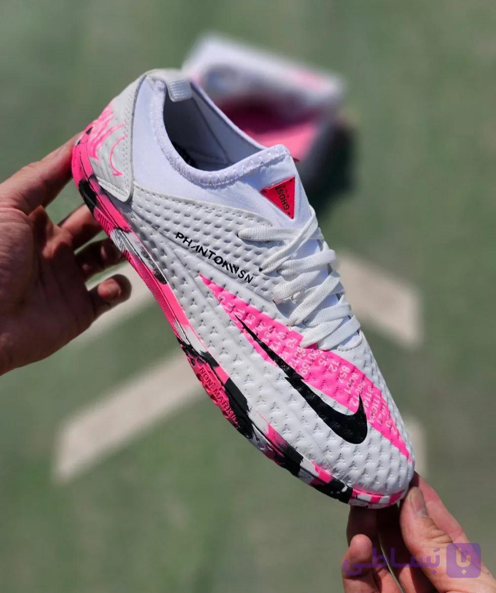 کفش فوتسال نایک فانتوم سفید صورتی Nike Phantom