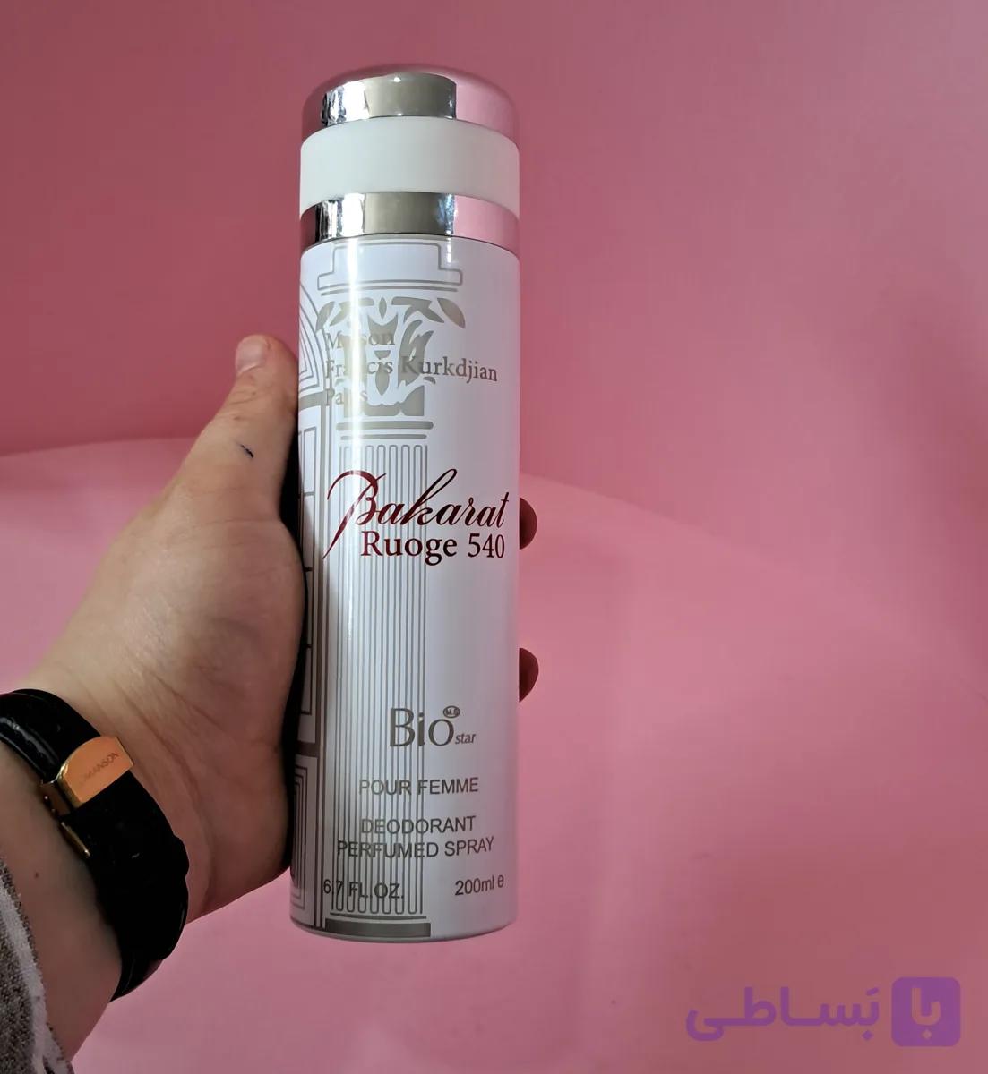 اسپری بدن زنانه بیو استار مدل باکارات رژ 540 حجم ۲۰۰ میلی لیتر با رایحه تند و گرم