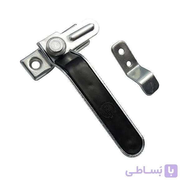 دستگیره در مدل فنر دار | مشکی | پلاک یک‌تکه | مناسب درب‌های آهنی، چوبی و UPVC | راست و چپ