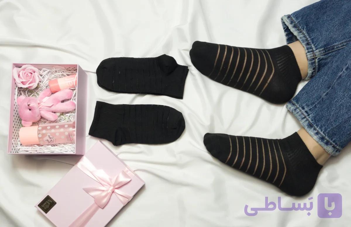 جوراب زنانه طرح رینگی (توری ریز) – پک ۱۲ جفتی