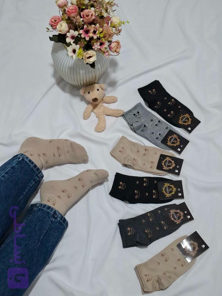 جوراب زنانه طرح تدی ریز نخ ایرانی 12جفتی کد:115
