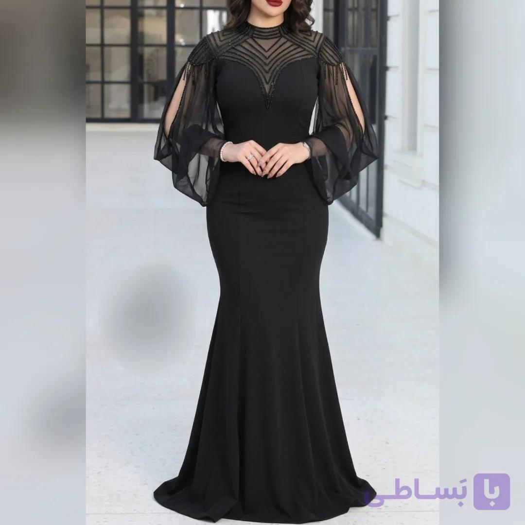 پیراهن ماکسی مجلسی فوق العاده شیک. سایز 38 تا 48. کاپدار. کرپ دالقیچ و دیزاین شده با سنگ کریستال