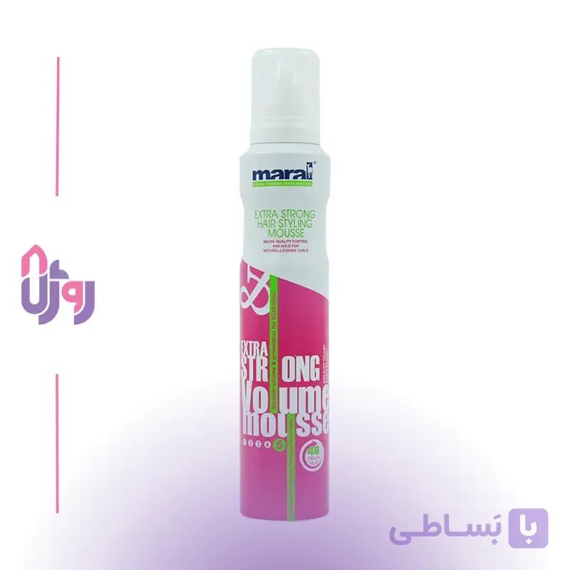 اسپری حالت دهنده مو مارال Maral مدل موس حجم‌دهنده Volume Mousse با قدرت نگهدارندگی 4 قوی Extra Strong حجم 200 میل — تصویر 1